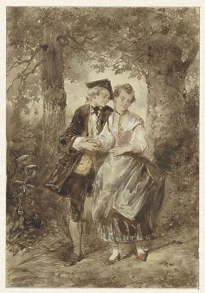 In love couple in the forest, 1832-1891. Creator: Herman Frederik Carel Ten Kate