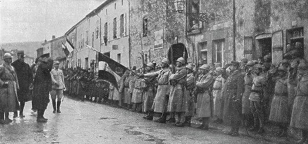 M. Poincare a Verdun; le President de la Republique, entoure des generaux Guyot de Salins... 1916. Creator: Unknown