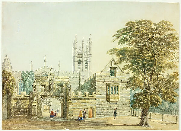 Magdalen College and Tower, Oxford, 1853. Creator: George Pyne