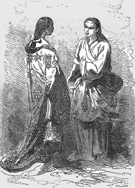 Maids of the court ladies at Kioto; A European Sojourn in Japan, 1875. Creator: Unknown