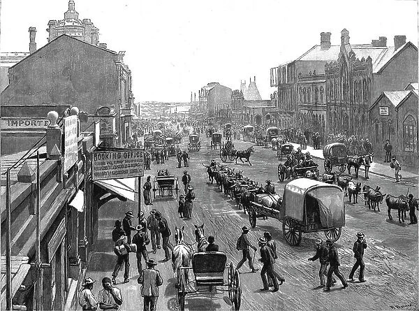The Main Street in Johannesburg, South Africa, 1891. Creator: R Barnes