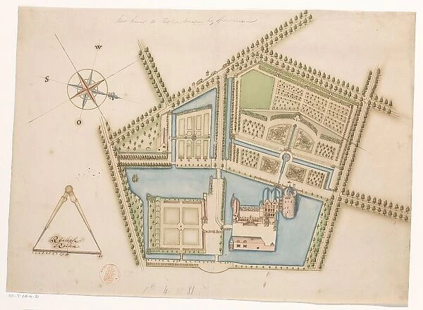 Map of Rosendael Castle, c.1650-before 1722. Creator: Anon