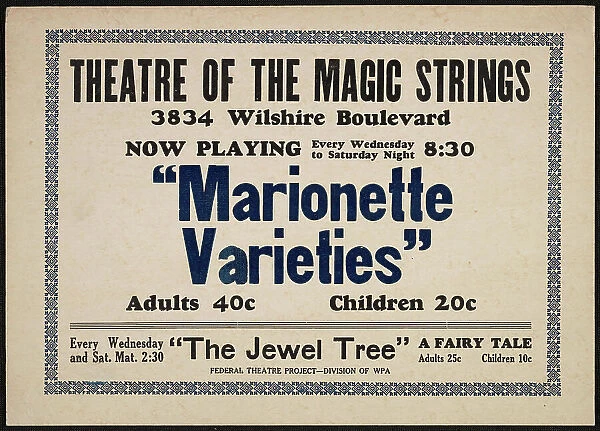 Marionette Varieties, Los Angeles, 1937. Creator: Unknown