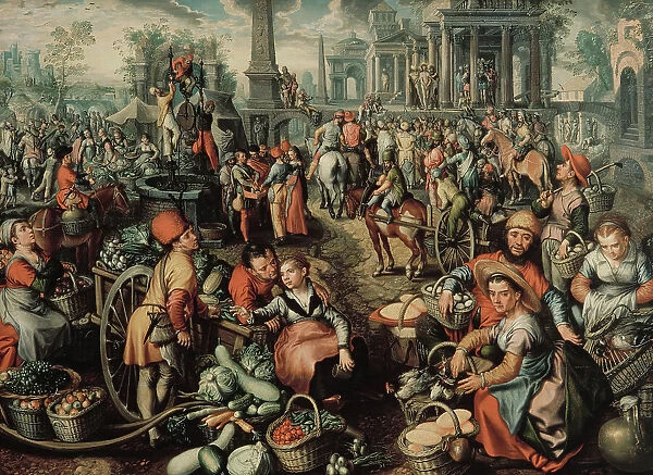 Market Scene: Ecce Homo, the Flagellation and the Carrying of the Cross, 1561. Creator: Joachim Beuckelaer