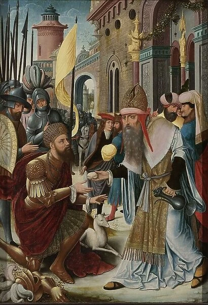Meeting of Abraham and Melchizedek (inner, left wing of a triptych), c.1510-c.1520. Creator: Unknown