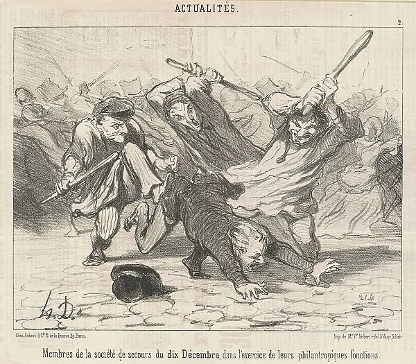 Membres de la société de secours du Dix-Décembre... 19th century. Creator: Honore Daumier
