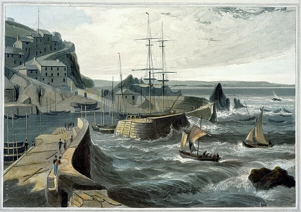 Mevagissey, Cornwall, 1825. Artist: William Daniell