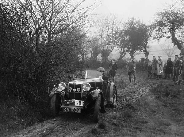 MG M type of AJ Milburn at the Sunbac Colmore Trial, near Winchcombe, Gloucestershire, 1934
