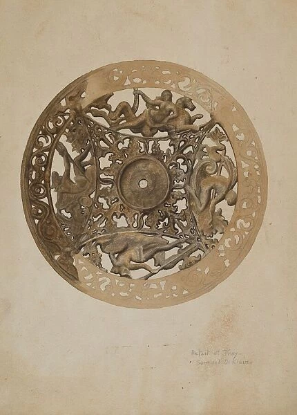 Mirror Stand: Detail of Saucer, c. 1938. Creator: Samuel O. Klein