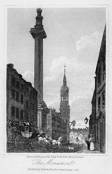 The Monument, City of London, 1817. Artist: J Greig