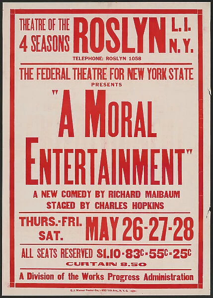 A Moral Entertainment, Roslyn, NY, 1938. Creator: Unknown