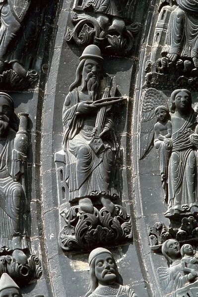 Musicians above the west door of St Denis, 12th century