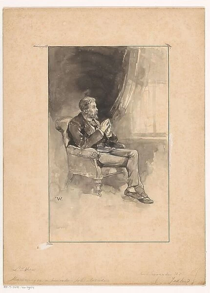 Musing man in an armchair, 1870-1937. Creator: Willem Wenckebach