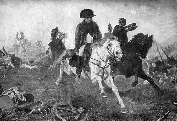 Napoleon Bonaparte at the end of the battle of Waterloo, 18th June 1815