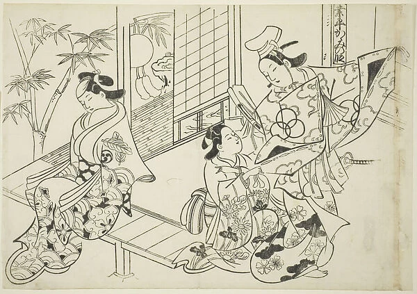 Narihira: The Mirror Scene (Narihira kagami no dan), from the series 'Famous Scenes... c. 1705  /  06. Creator: Okumura Masanobu