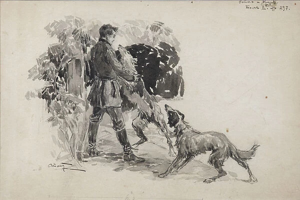 Nikolai Rostov at the hunt. Illustration for the novel War and Peace by Leo Tolstoy, 1911