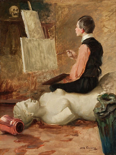 Nils Forsberg jr in the Paris studio, between c.1886 and c.1888. Creator: Nils Forsberg