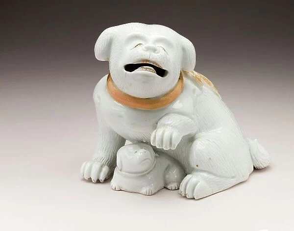 Okimono in the Form of a Dog with Ruffled Collar and a Puppy, 19th century. Creator: Unknown