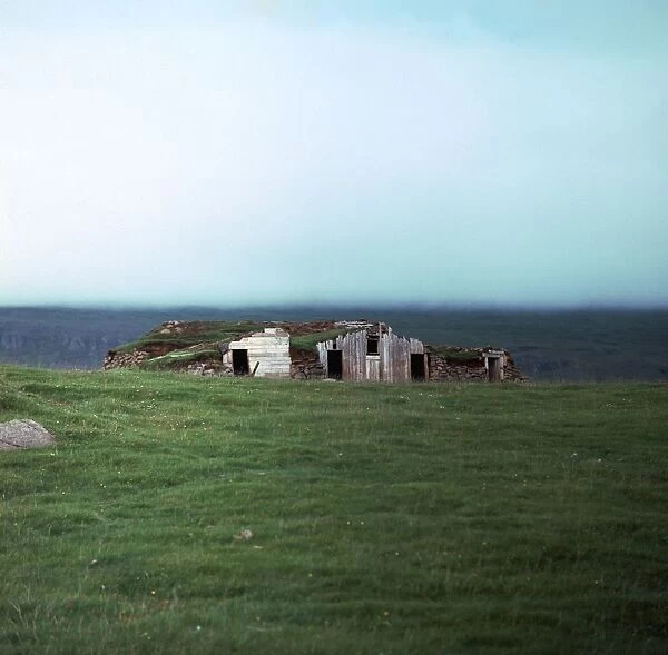 Old Viking-style Icelandic turf farm