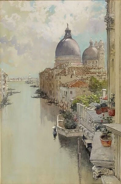 'Over a Balcony, ' View of the Grand Canal, Venice, c1897. Creator: Francis Hopkinson Smith. 'Over a Balcony, ' View of the Grand Canal, Venice, c1897. Creator: Francis Hopkinson Smith