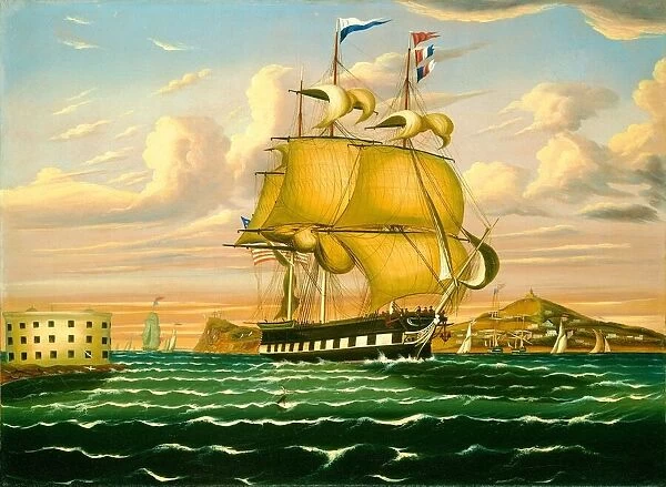 Packet Ship Passing Castle Williams, New York Harbor, mid 19th century