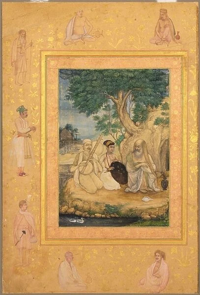 Page from the Late Shah Jahan Album: Prince and Ascetics, c. 1630. Creator: Govardhan (Indian