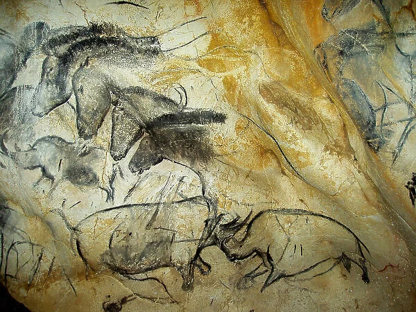 Painting in the Chauvet cave, 32, 000-30, 000 BC. Creator: Art of the Upper Paleolithic