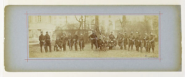 Panorama: group portrait of soldiers from the 97th battalion, 1870. Creator: Andre-Adolphe-Eugene Disderi