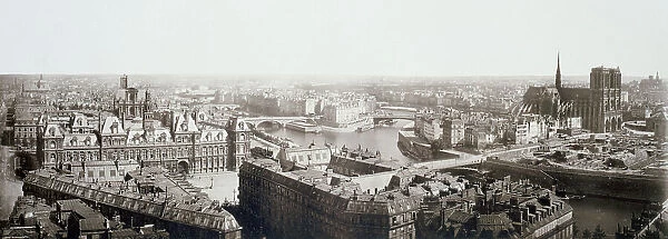 Panorama taken from Tour Saint-Jacques towards Ile de la Cité, 1st and 4th arrondissements... 1867. Creator: Unknown