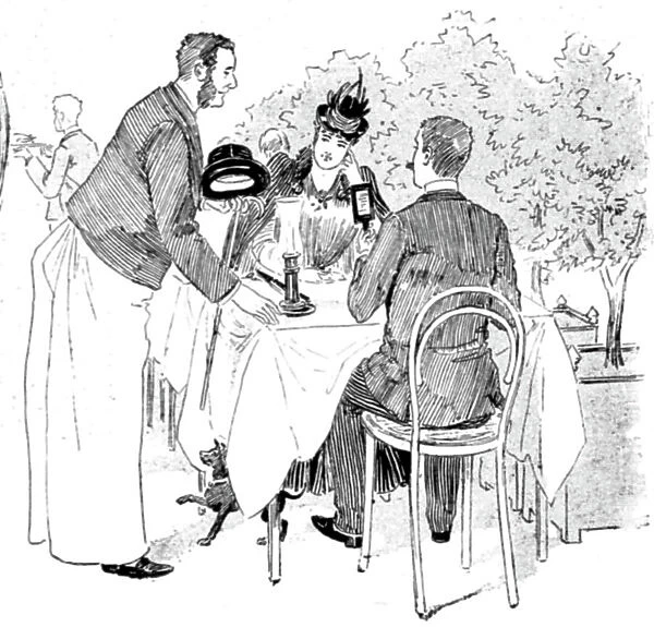 The Paris Season - drawn by Mars; Open Air Dinner in the Champs Elysees, 1891. Creator: Mars