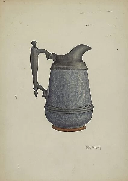 Pewter and Ceramic Pitcher, c. 1937. Creator: Helen Bronson