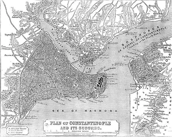 Plan of Constantinople and its Suburbs, 1856. Creator: John Dower