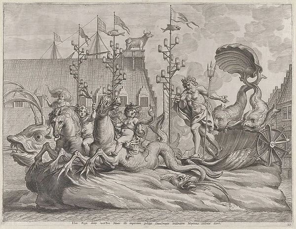 Plate 35: Philip of Spain as Neptune, riding in a chariot drawn by two sea horses