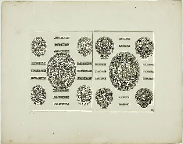 Plate Seven, from Book of Ornament, 1704. Creator: Simon Gribelin