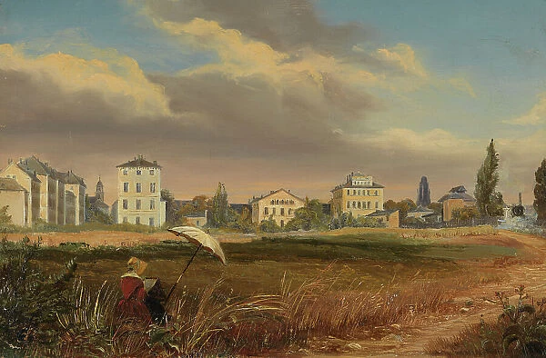 Plein Air Painter at the Outskirts of the City, c.1840. Creator: Eugen Friedrich Peipers