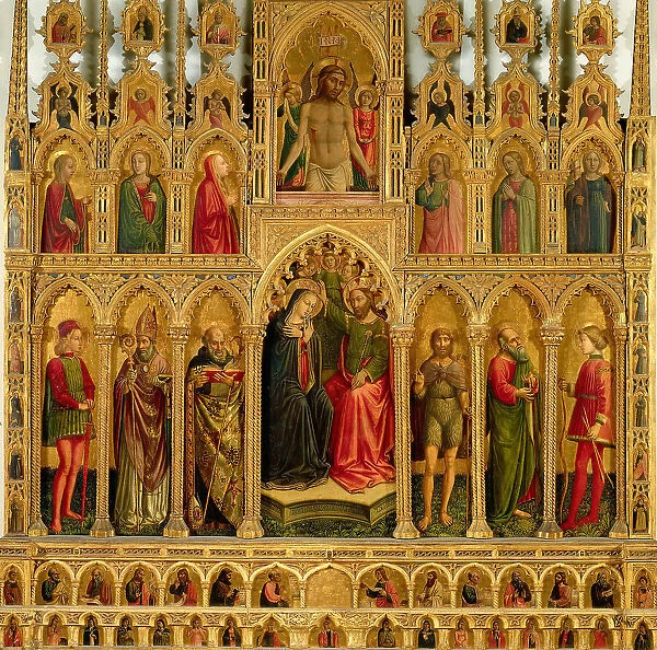 Polittico di Montelparo: The Coronation of the Virgin, 1466. Creator: Alunno, Niccolò (1430-1502)