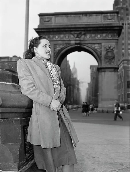 Portrait of Ann Hathaway, Washington Square, New York, N.Y. ca. May 1947. Creator: William Paul Gottlieb