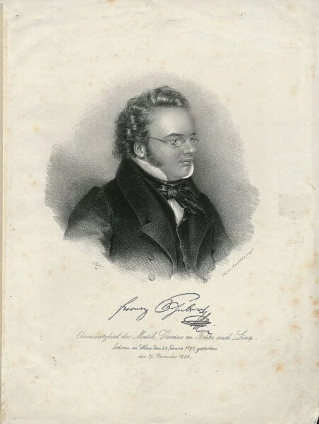 Portrait of Franz Schubert (1797-1828), 1829. Creator: Teltscher, Josef Eduard (1801-1837)