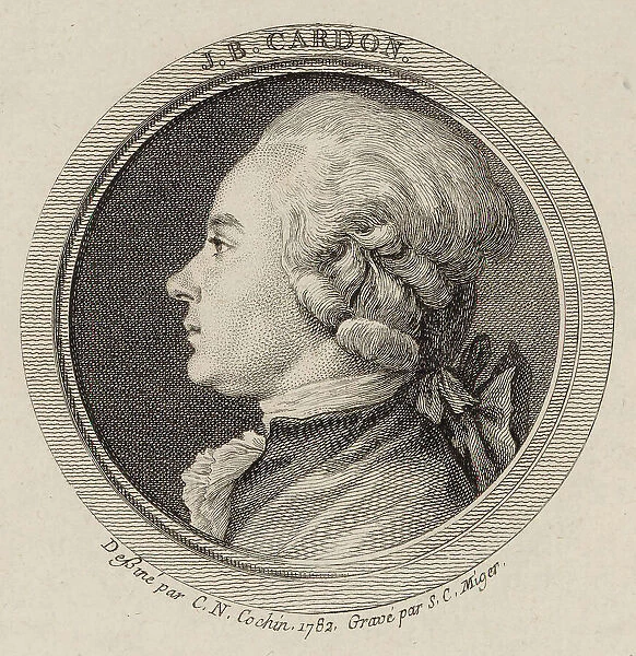 Portrait of the Harpist and composer Jean-Baptiste Cardon (1760-1803), 1782. Creator: Cochin, Charles-Nicolas, the Younger (1715-1790)