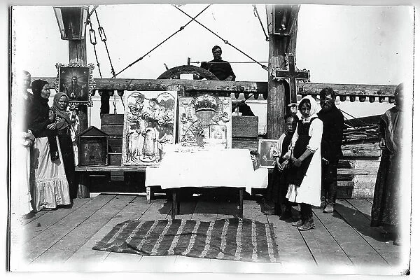 A prayer service on a steamship on the feast of St. Nicholas on 9 (12) May, 1880. Creator: Unknown