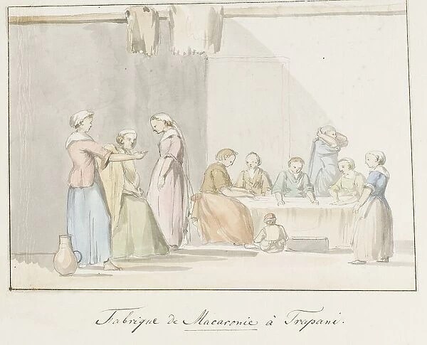 Preparing the Macaroni in Trapani, 1778. Creator: Louis Ducros