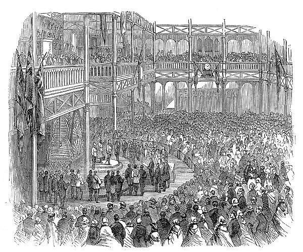 The Prince opening the Industrial Exhibition in the Crystal Palace, 1860. Creator: Unknown