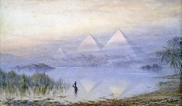 The Pyramids During the Nile Flood, Egypt, 1888. Artist: Henry Noel Shore