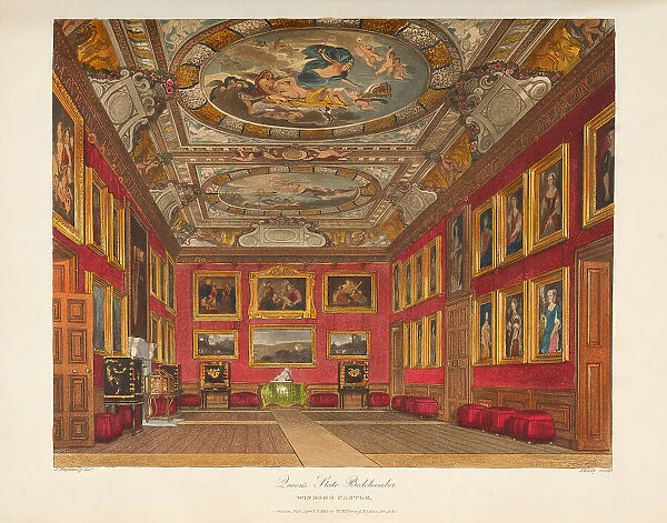 The Queen's State Bedchamber at Windsor Castle, 1818. Creator: Stephanoff, James (1789-1874)