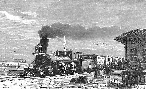 The Railway Station at Omaha; Ocean to Ocean, the Pacific railroad, 1875. Creator: Frederick Whymper