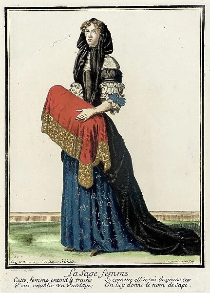 Recueil des modes de la cour de France, La Sage Femme (image 1 of 3), between c1678 and c1693. Creator: Nicolas Bonnart