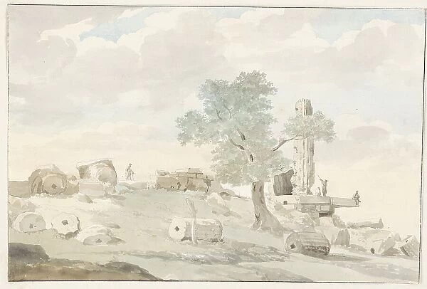 Remains of the Temple of Heracles within the walls of old Agrigento, 1778. Creator: Louis Ducros