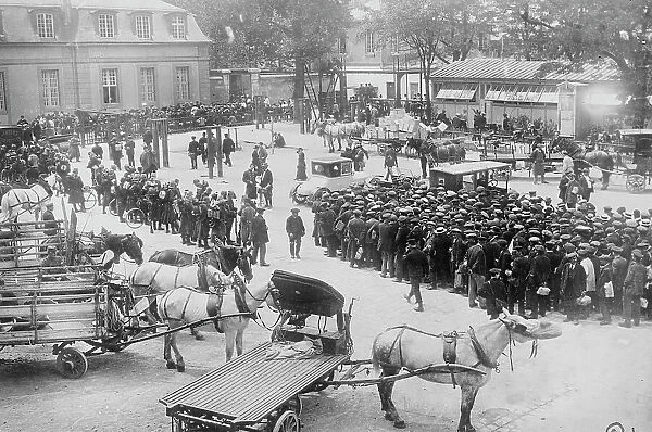 Reservists and wagons under requisition, Latour Maubourg, between c1914 and c1915. Creator: Bain News Service