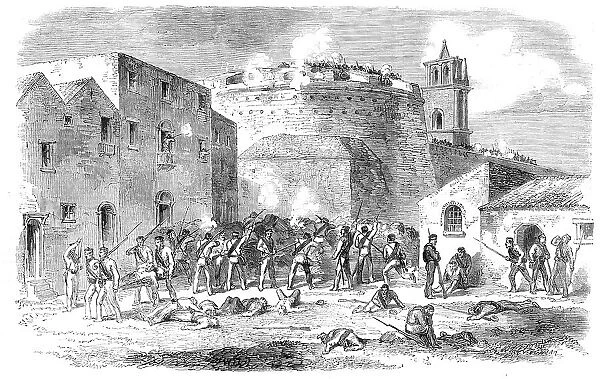The Revolution in Sicily - the English Battalion at the foot of the round tower of the... 1860. Creator: Unknown