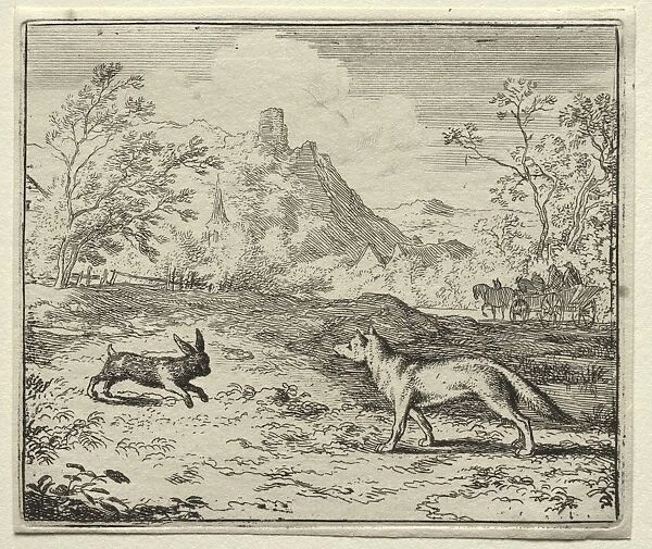 Reynard the Fox: Reynard and the Rabbit. Creator: Allart van Everdingen (Dutch, 1621-1675)